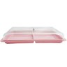 Porta Frios Duplo Pote Para Queijo Fatiado Com Tampa Empilhável Rosa Quartzo - 1
