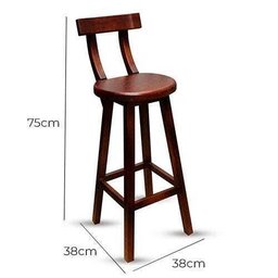 Kit 4 Banquetas Alta Bistrô de Madeira com Encosto Bancada Ideal para Bar e Restaurante - Imbuia - 4