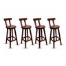 Kit 4 Banquetas Alta Bistrô de Madeira com Encosto Bancada Ideal para Bar e Restaurante - Imbuia - 1