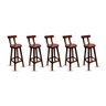 Kit 5 Banquetas Alta Bistrô De Madeira Com Encosto Bancada Ideal Para Bar E Restaurante - Imbuia - 1