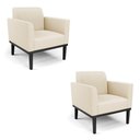 Ver imagem 1 de Kit 2 Poltronas Base de Madeira Fixa Preto Marisa Linho D03 - D'Rossi A19 Bege