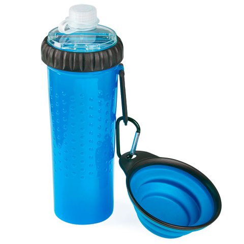 Garrafa Dispenser para Pets 3 em 1 com Bebedouro Portátil - Azul