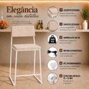 Ver imagem 2 de Kit 2 Banquetas Alta Balcão Estofada com Encosto Branco Suede Dubai