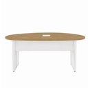 Ver imagem 7 de Mesa de Reunião Orgânica sem Gavetas MDP 180cm Macadâmia com Branco F5 Office