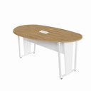 Ver mais imagens de Mesa de Reunião Orgânica sem Gavetas MDP 180cm Macadâmia com Branco F5 Office