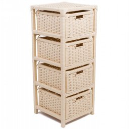 Gaveteiro Fibra Sintética 4 Gavetas 30x30x75 Bege - 2