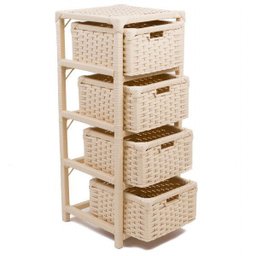 Gaveteiro Fibra Sintética 4 Gavetas 30x30x75 Bege - 3