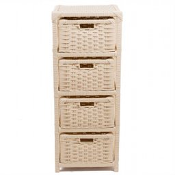 Gaveteiro Fibra Sintética 4 Gavetas 30x30x75 Bege - 1