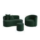 Ver imagem 2 de Conjunto 01 Poltrona + Sofá e 1 Puff Curvo Orgânico Nature Gaia Sued Verde - Montanaris Decor