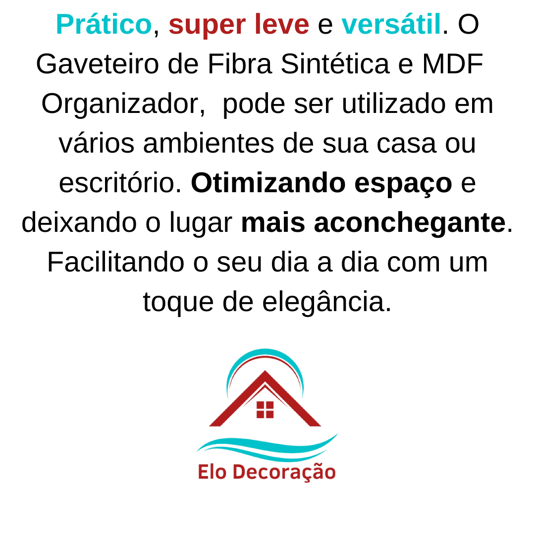 Gaveteiro Fibra Sintética 3 Gavetas 30x30x57 Marrom Indiano - 6