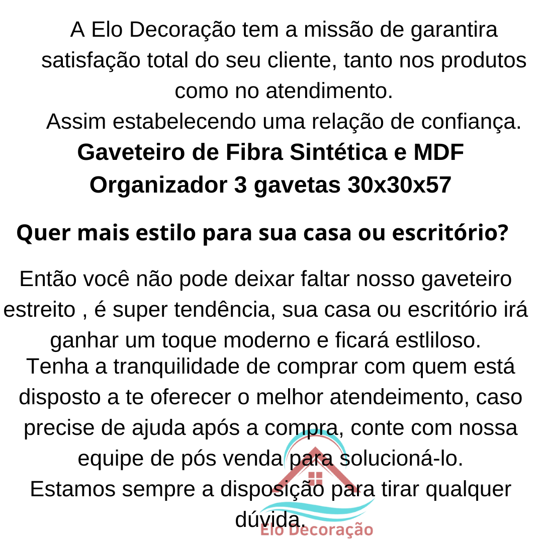 Gaveteiro Fibra Sintética 3 Gavetas 30x30x57 Marrom Indiano - 7