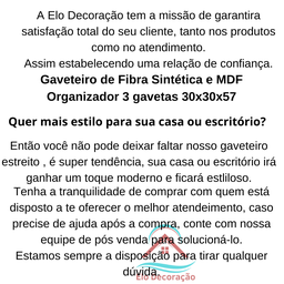 Gaveteiro Fibra Sintética 3 Gavetas 30x30x57 Marrom Indiano - 7