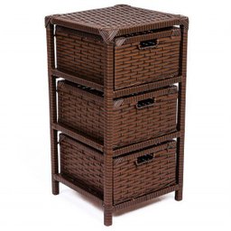Gaveteiro Fibra Sintética 3 Gavetas 30x30x57 Marrom Indiano - 1