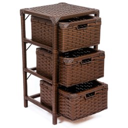 Gaveteiro Fibra Sintética 3 Gavetas 30x30x57 Marrom Indiano - 10