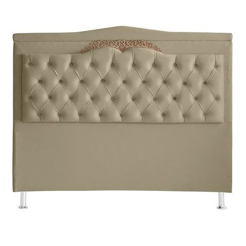 Cabeceira de Cama Box Madri Casal King 195 Cm Suede Bege Eli Móveis e Decoração