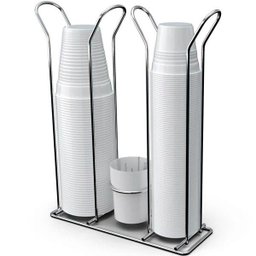 Suporte Copo Descartável 50 80ml e 180 200ml Porta Copos Colheres Cafe Organizador Branco - 1