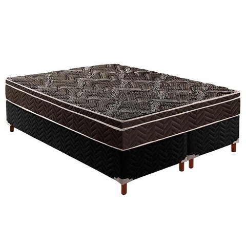 Cama Box Queen: Colchão Anatômico Paropas D28/EP Pasquale + Base CRC Rústico Black(158x198)