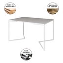 Ver imagem 3 de Mesa Jantar Industrial Retangular Branca 137x90cm Base V Ferro Branco c/ 6 Poltrona Eiffel Brancas