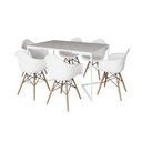 Ver imagem 2 de Mesa Jantar Industrial Retangular Branca 137x90cm Base V Ferro Branco c/ 6 Poltrona Eiffel Brancas