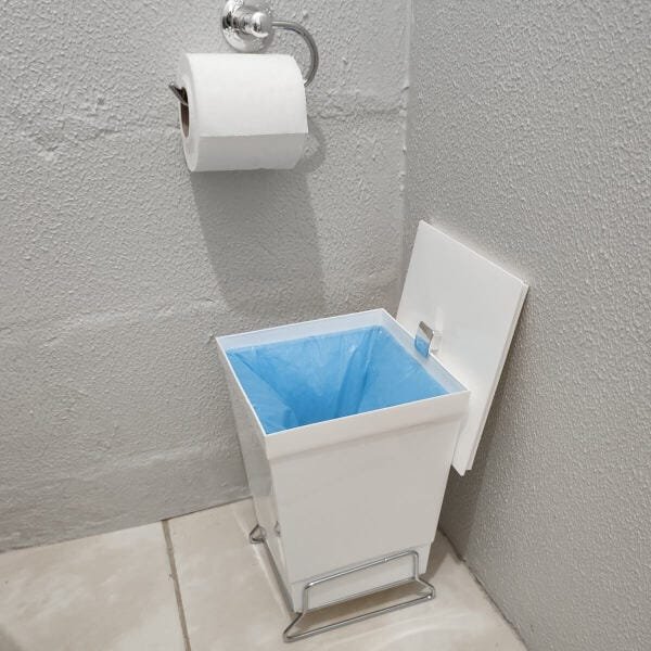 Lixeira Para Banheiro Plástica 6,5l Cesto De Lixo Com Tampa Branca - 5