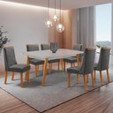 Ver imagem 1 de Mesa de Jantar Copper 180cm Tampo MDF Vidro Canto Copo com 6 Cadeiras Carolina