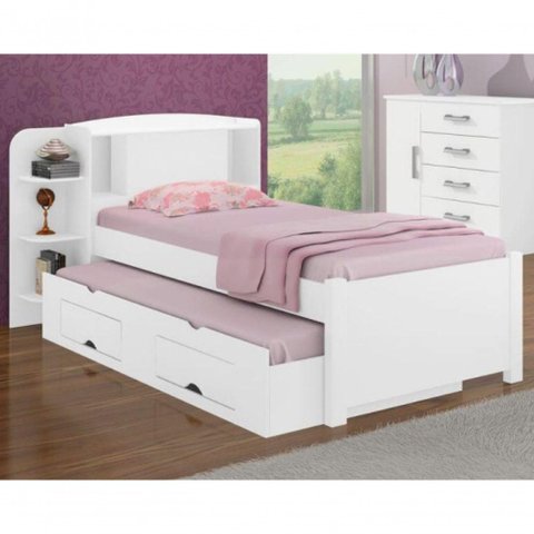 Cama Solteiro com Box Milênio Plus 100% Mdf - Branco