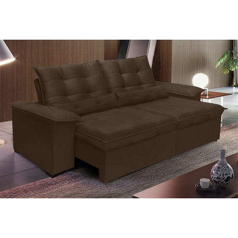 Sofá Retrátil e Reclinável Aspen 2.60m Super Pillow - Marrom