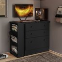 Ver imagem 6 de Escrivaninha Mesa Escritório em L Retrátil com Cômoda Módulos e Complementos 3 Gavetas 91,3cm Preto