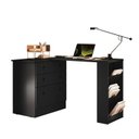 Ver imagem 3 de Escrivaninha Mesa Escritório em L Retrátil com Cômoda Módulos e Complementos 3 Gavetas 91,3cm Preto