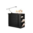 Ver mais imagens de Escrivaninha Mesa Escritório em L Retrátil com Cômoda Módulos e Complementos 3 Gavetas 91,3cm Preto