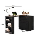 Ver imagem 4 de Escrivaninha Mesa Escritório em L Retrátil com Cômoda Módulos e Complementos 3 Gavetas 91,3cm Preto