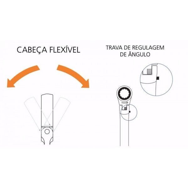 Chave Combinada com Catraca Cabeça Flexível 14mm Tramontina PRO - 3