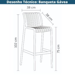 Kit 2 Banquetas Área Externa Gávea Floripa Rivatti em Polipropileno Preto com Proteção Uv - 3