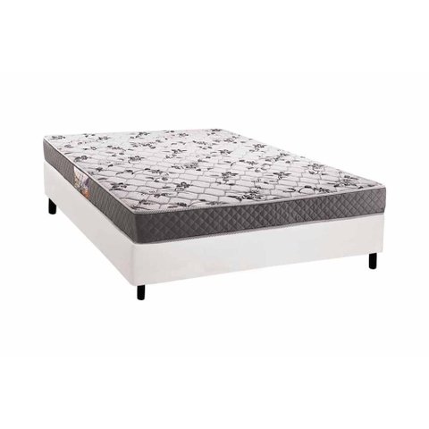 Conjunto Box Casal: Colchão Espuma Herval D28 / Ag65 Ortopedic Black + Base Crc Courano White (