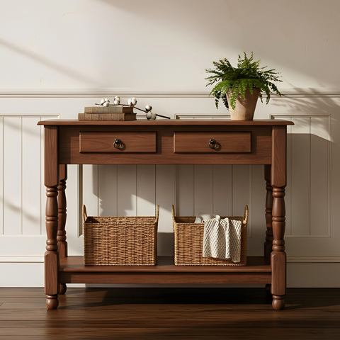 Aparador Rústico em Madeira com 2 Gavetas - Imbuia Glazer