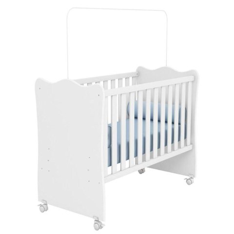 Berço Infantil para Quarto de Bebê Doce Sonho com Rodízios Branco