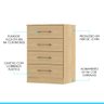 Cômoda Pequena 4 Gavetas 55x93cm Mdp Carvalho 2007 Menu Móveis - 4
