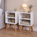 Ver imagem 2 de Kit Mesa de Cabeceira com 2 Nichos e Pés Palito Estilo Escandinavo para Quarto Moderno