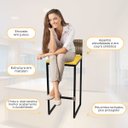 Ver imagem 4 de Kit 3 Banquetas Quadrada Junco Cappuccino para Balcão Ilha Cozinha Área Gourmet Bancada Piscina Bar