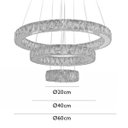 Ver imagem 2 de Lustre Pendente Anel Alliance triplo em Cristal com LED em 3 tonalidades 90w Bivolt