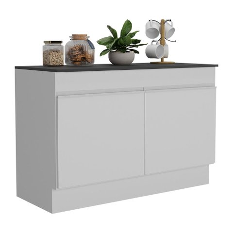 Balcão Cozinha Gabinete Pia 120cm 2 Portas com Rodapé Veneza Multimóveis Mp2239 Branco