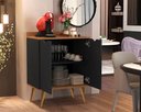 Ver imagem 3 de Aparador 2 Portas Buffet Cava Pés Palito Preto / Nature - Comprar Moveis em Casa
