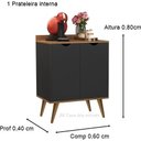 Ver imagem 2 de Aparador 2 Portas Buffet Cava Pés Palito Preto / Nature - Comprar Moveis em Casa