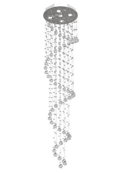 Lustre de Cristal Legitimo Espiral 40cm Pé Direito Duplo Vão de Escada Sala Alta ESP40 - 1,80 m