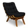 Kit Poltrona + Puff Costela Decoração Descanso Suede Preto - 2