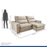 Sofá Viena Retratil/reclinavel 2,50 Mts Tec. Suede Veludo com Molas Ensacadas - Celflex Bege Claro - 9
