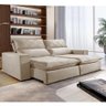 Sofá Viena Retratil/reclinavel 2,50 Mts Tec. Suede Veludo com Molas Ensacadas - Celflex Bege Claro - 1