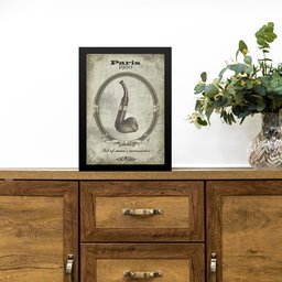 Quadro Vintage Tabaco Cachimbo 24x18cm:moldura Preta - 1