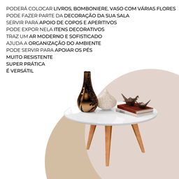 Mesa De Centro Márcia iGA Sala Luxo Pés De Madeira Maciça - 6