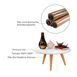 Mesa De Centro Márcia iGA Sala Luxo Pés De Madeira Maciça - 5